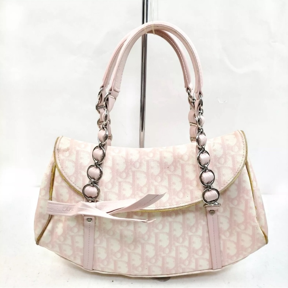 RARE AUTHENTIC VINTAGE pink Christian Dior Romantique Romantic Shoulder Trotter